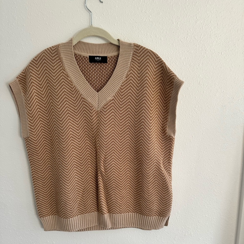 ABLE Clothing light brown vest in 100% organic cotton